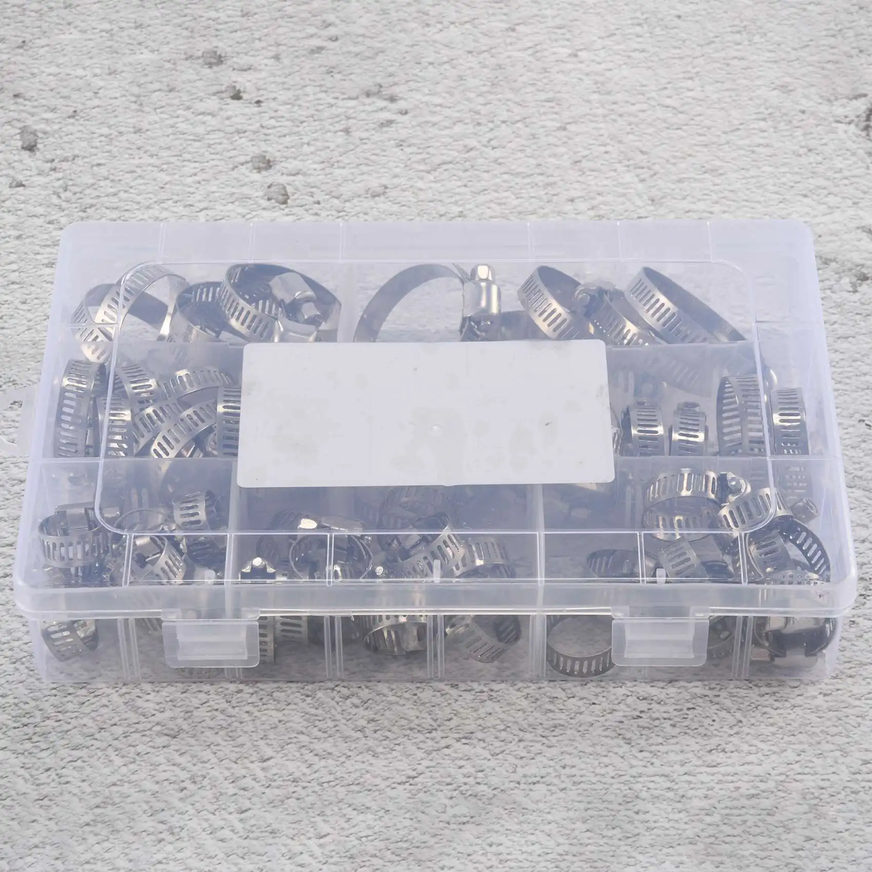 60-Piece Hose Clamp Set, 8-38 mm Pipe Clamps Made of 201 Stainless Steel, 7 Sizes Hose Clamps, Hose Ties, for Pipes