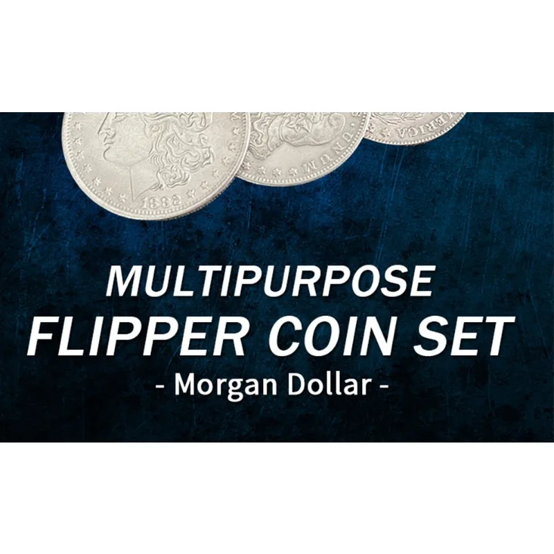 Multipurpose Flipper Coin Set (Morgan Dollar) By Oliver Magic Tricks Two Coins Instantly Into One Coin Close Up Illusion Gimmick