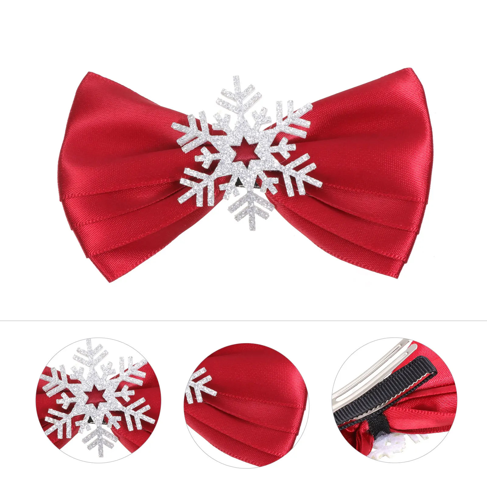 

4pcs Snowflake Bow Hair Clips Christmas Girl Accessories Party Barrettes Hair Bows Christmas Design Everyday Wear Styling
