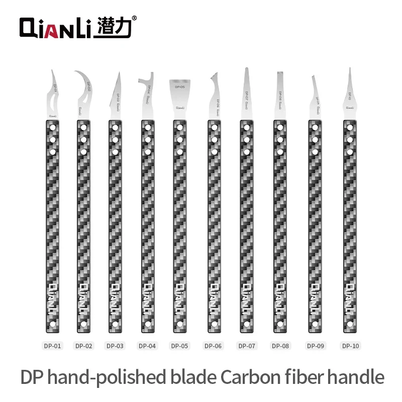 

unique 10PCS Qianli DP Carbon Fiber Handle Manual Grinding Blade Phone Motherboard CPU NAND Hand-polished Degumming Scraper Pry