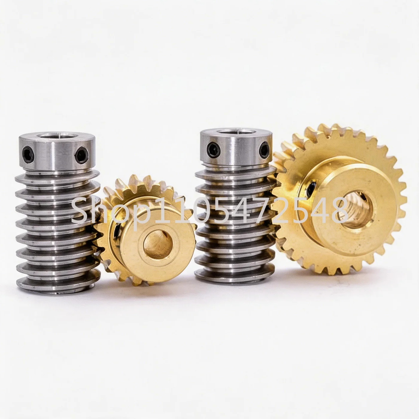 Brass 1M Turbine Worm Gear with Worm Rod 1 Module 15 20 25 30 Teeth Gear 45# Steel Worm Rod Drive Ratio 1:15/20/25/30 1 Set