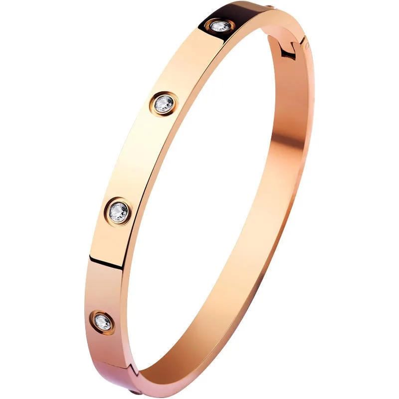 Stainless Steel Bangle for Woman Luxury Quality Jewelry Fashion Woman Crystal Bracelets Not Fade image 5