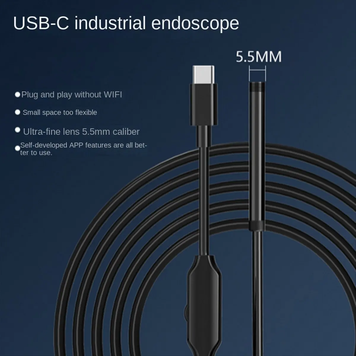 ●Endoscope Inspection Camera,8 LED Lights, IP67 Waterproof Snake Cable Compatible with Home & Automotive Inspection Tool-A57M