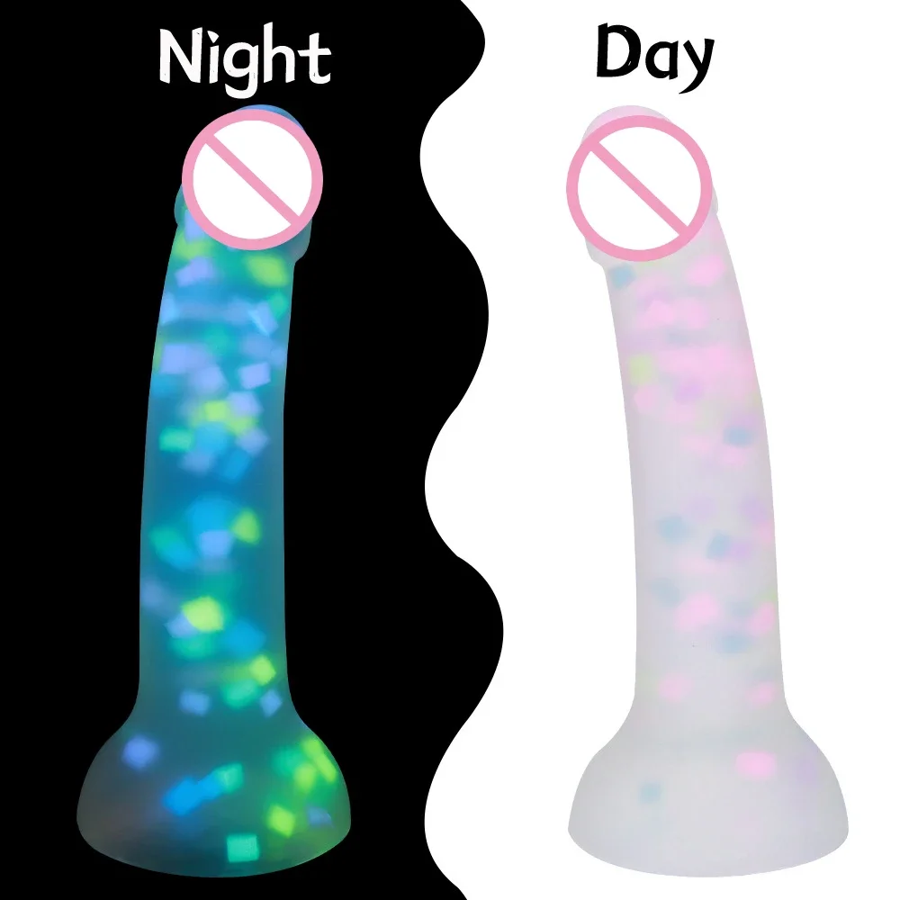 Cute Luminous Dildos Large Dildos Penis Silicone Glowing Monster Dildos Anal Plug Buttplug Female Masturbator Sex Toys for Women