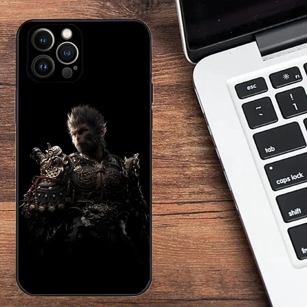 Black Myth Wukong Game Phone Case For Apple iPhone 15,14,13,12,11,XS,XR,X,8,7,Pro,Max,Plus,mini Silicone Black Cover