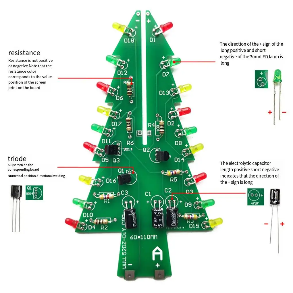 Eletrônica 3D LED Flash Árvore de Natal Entretenimento Kit com Bluetooth, Kit Circuito Flash, Música, Estilo 3