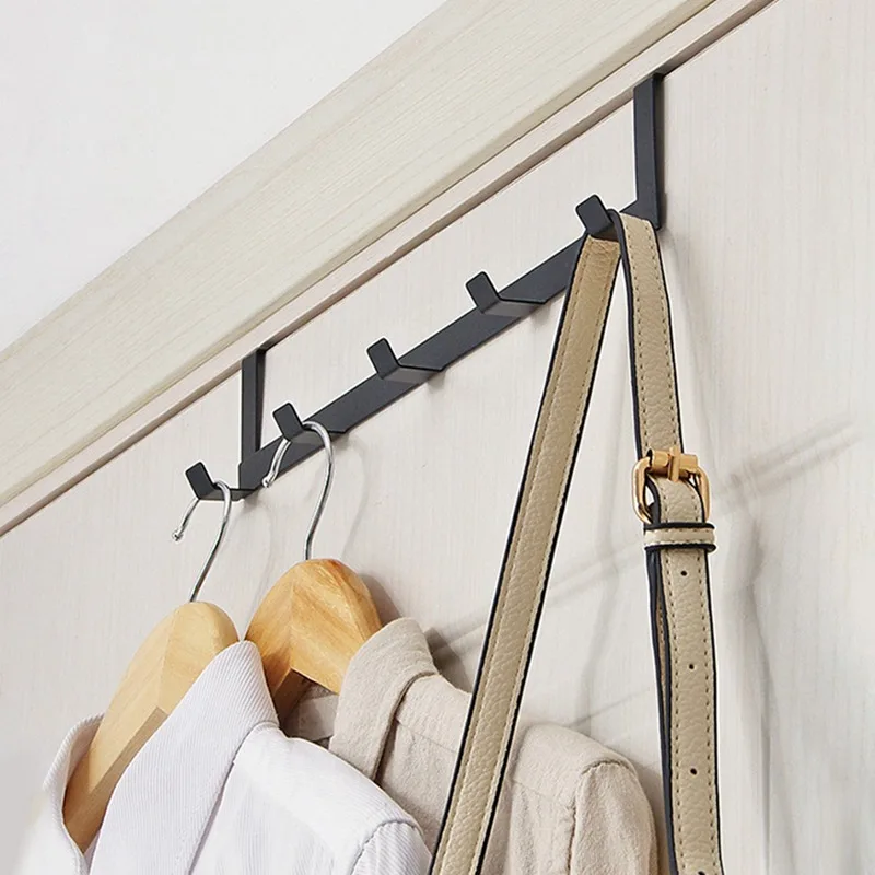 5 Hooks Over The Door Home Bathroom Organizer Rack Clothes Coat Hat Towel Hanger Bathroom Kitchen Accessories