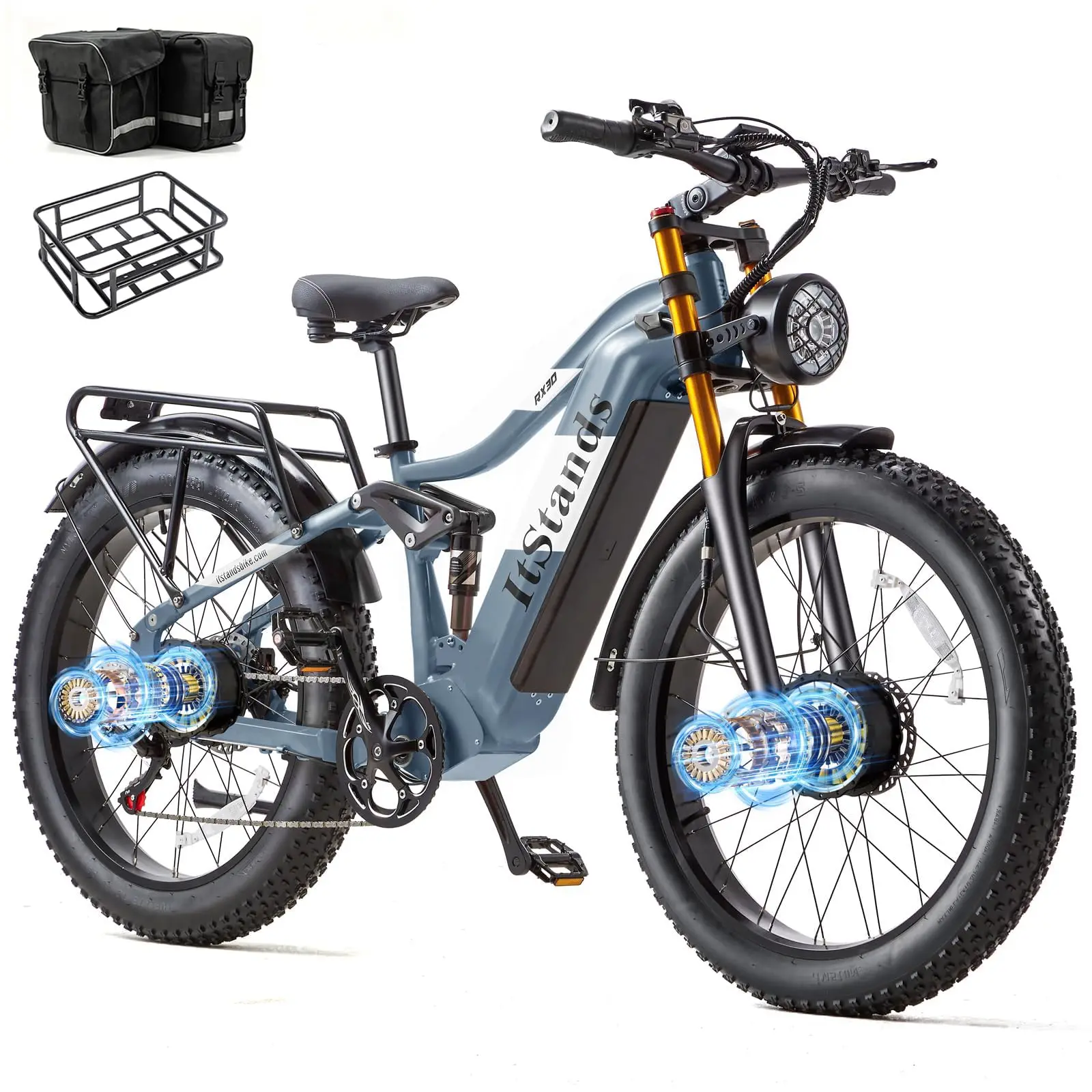 2026 Dual Motor Electric Bike for Adults AWD 5000W/3000W Peak 40 MPH/30 MPH E Dirt Bike, 52V/48V Removable Battery 65/80/150 Mil image 18