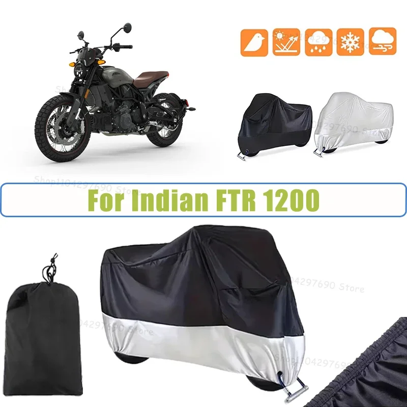 210D Oxford Motorcycle Cover Waterproof All Season UV Protection For Indian FTR 1200 Anti-Tear Windproof Motorbike Cover
