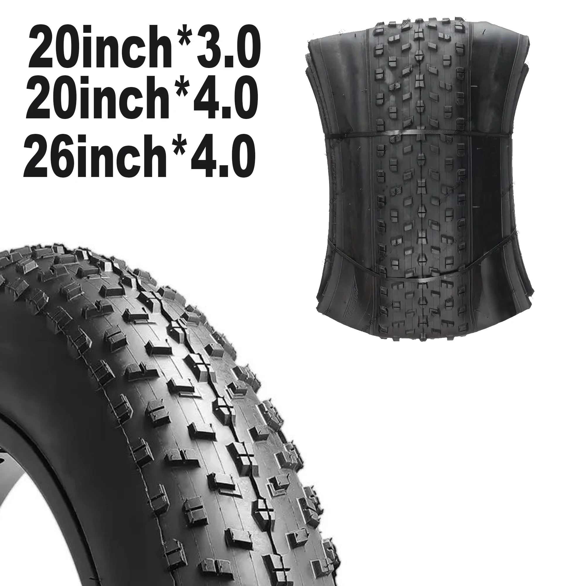 

Heavy-Duty Kevlar Bead 20 Inch Folding ebike bike Tire - 26/20 Inch Tires (26x4.0, 20x4.0, 20x3.0) - for Mountain, Snow, Mud,