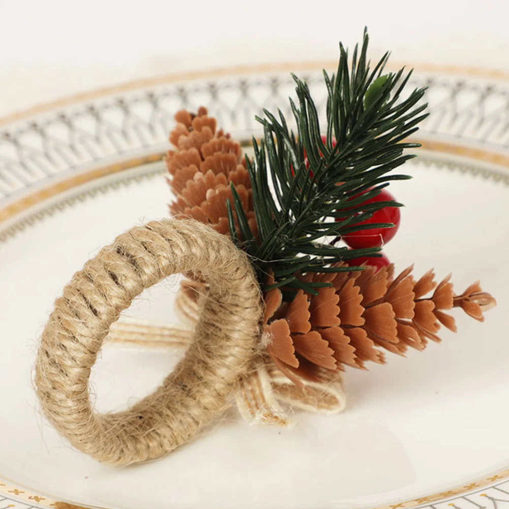 

6Pcs Xmas Napkin Rings Simulation Berry Wreath Decorative Napkin Buckles Elegant Table Party Accessories Xmas Serviette Buckle