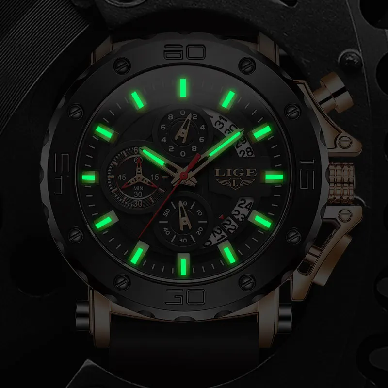Reloj LIGE 2025 para hombre, marca superior, reloj de cuarzo militar a la moda de lujo, reloj de cuarzo para hombre, cronógrafo deportivo resistente al agua con gel de sílice, reloj Masculino