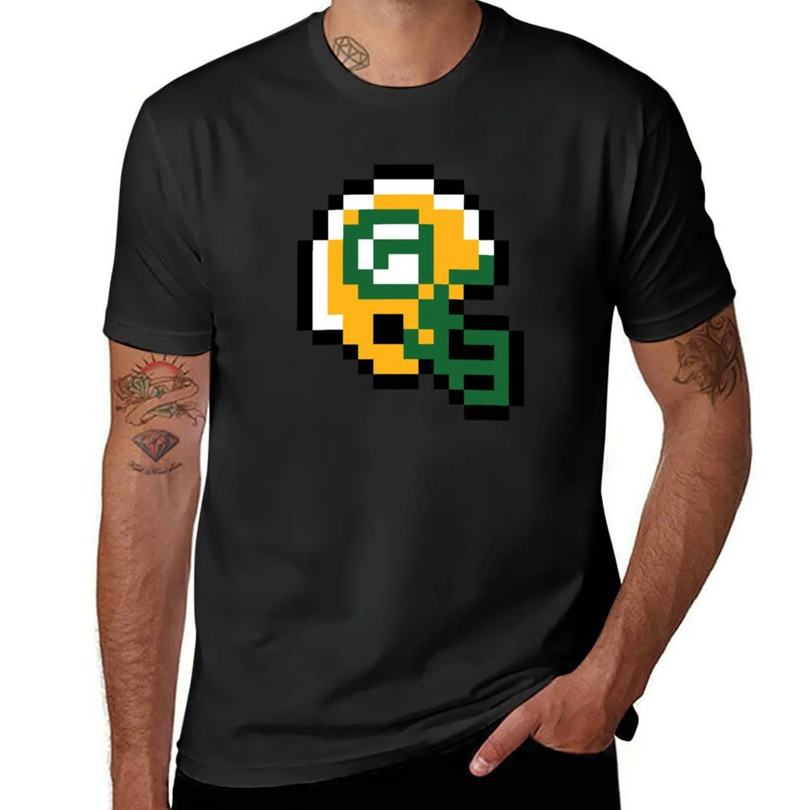 

Green Bay Packers (8-bit Football Helmet Only) T-Shirt quick drying mens graphic t-shirts hip hop