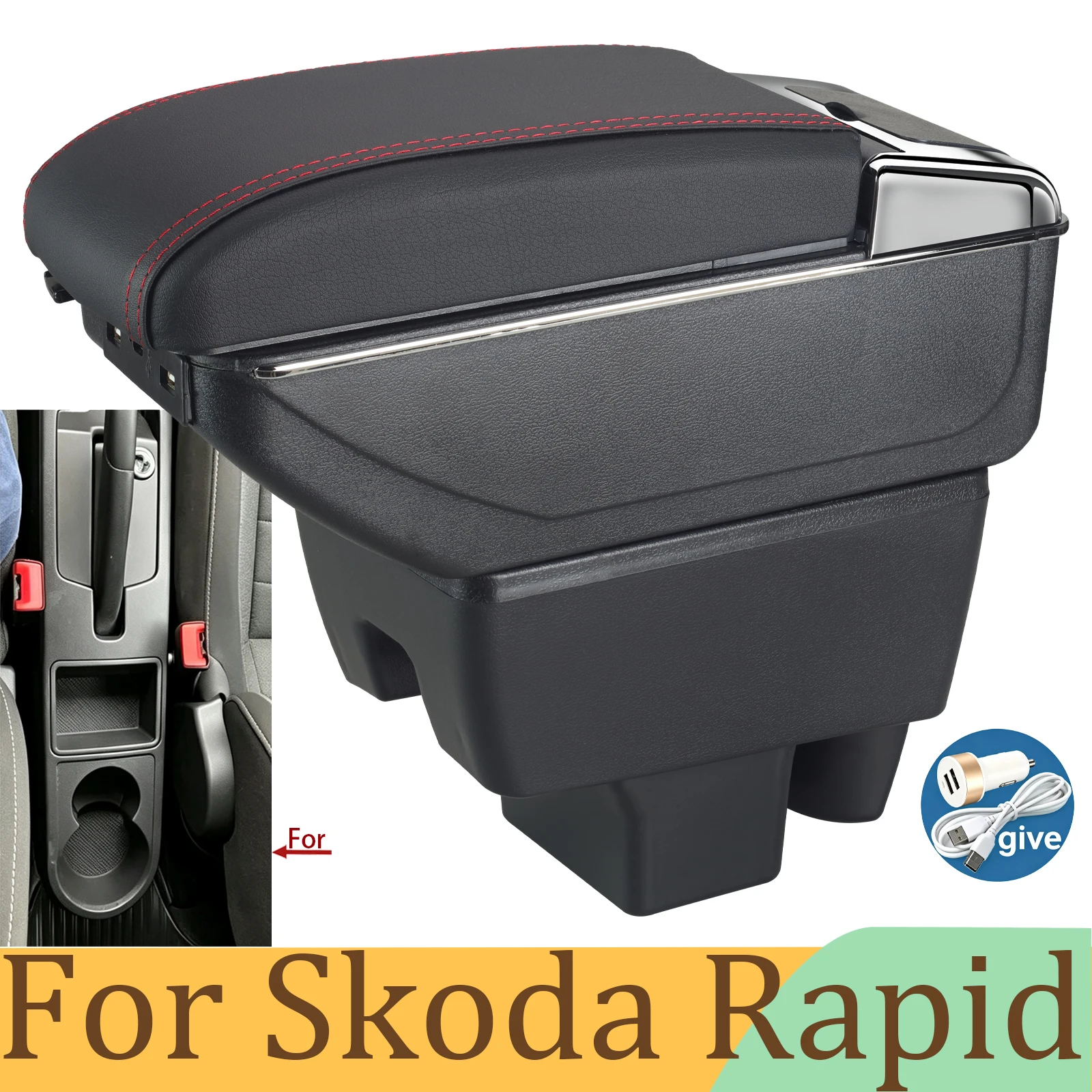 

For Skoda RAPID Armrest For Volkswagen New Polo Car Armrest Box Retrofit Car Accessories Interior details Storage Box
