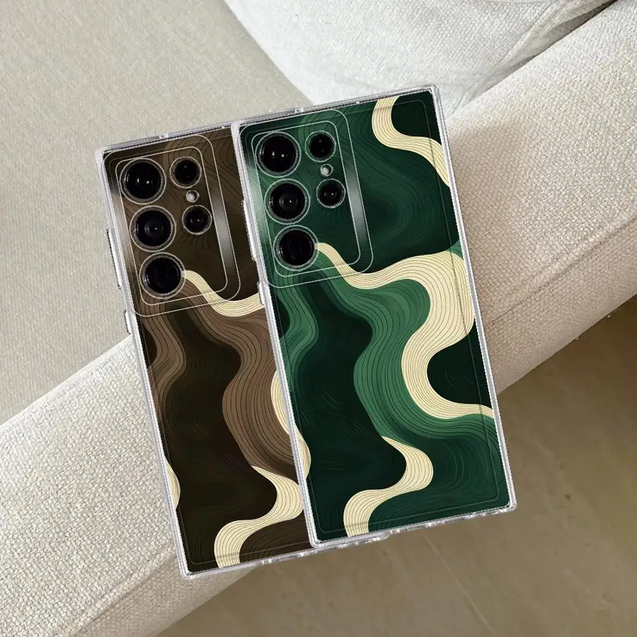 Funda Protectora para Teléfono con Diseño Artístico Verde para Samsung Galaxy S26 S24 S21 Note 20 Ultra 10 S23 Ultra S20 Plus S25 Edge S22 FE