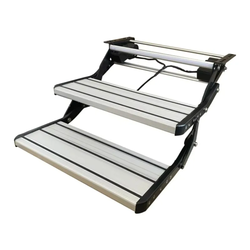 450X210 Electric Double Steps for Caravan RV Aluminum Alloy Auto-Folding Non-Slip Surface Footrest for Caravan Campers
