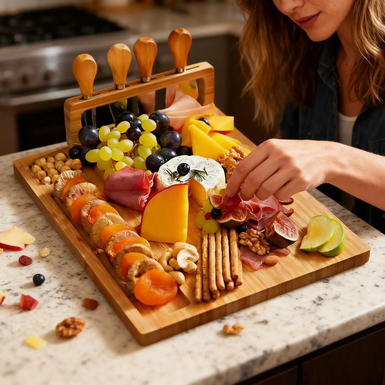 

Charcuterie Boards Heat-Resistant Meat Platter Charcuterie Tray Cheese Platter for Candy Snack Dessert Fruit Indoor Kitchen