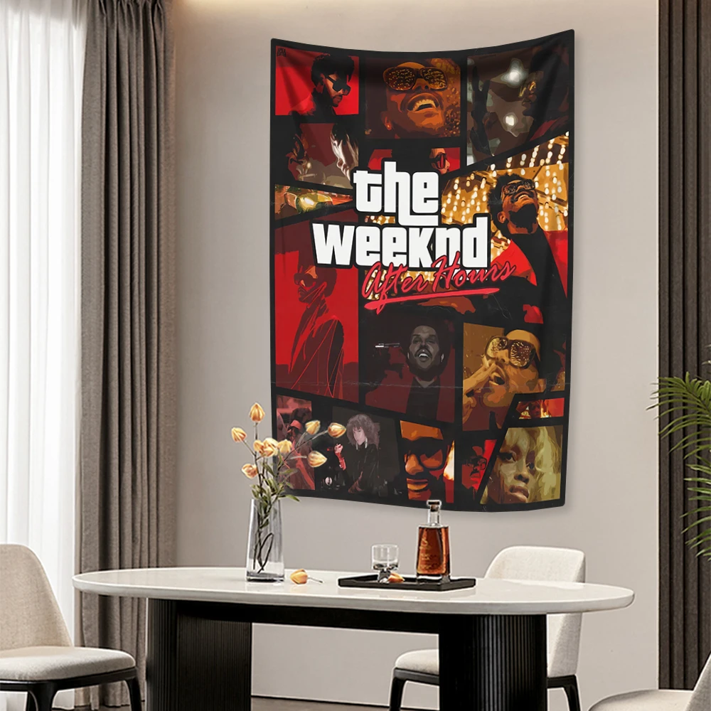 Rapper Singer Tapestry The Weeknd Printed Dorm Background Cloth Home Decorations For Living Room Wall Hanging Blanket