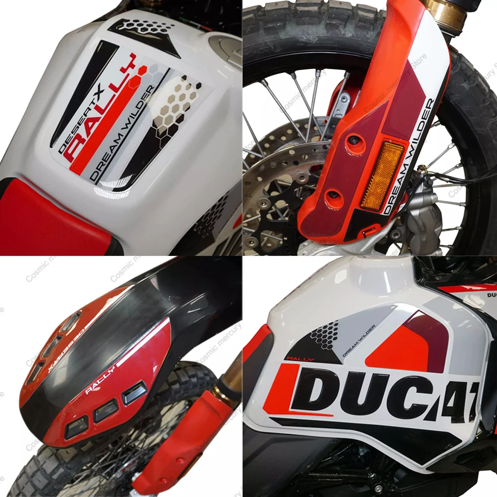 For Ducati DesertX Motorcycle Accessories Handles Guard Sticker 3D Gel Epoxy Sticker Kit Tank Pad