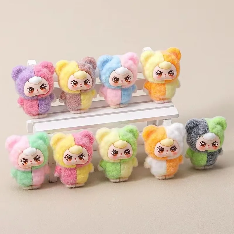 

9pcs Color-Blocking Flocking Baby Three Diy Accessories Accessories Cute Decoration Ornaments Pendant Blind Box Doll Toy Gift