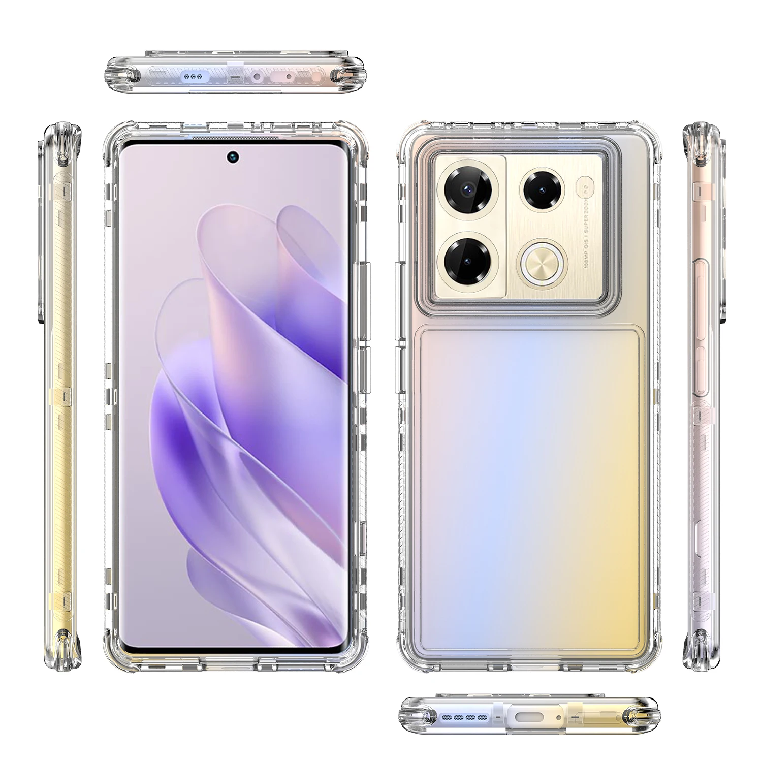3 in 1 Hybrid Armor Shockproof Case For Infinix Note 40Pro Plus GT 20 Pro Hard Plastic Frame Transparent TPU Back Cover Fundas