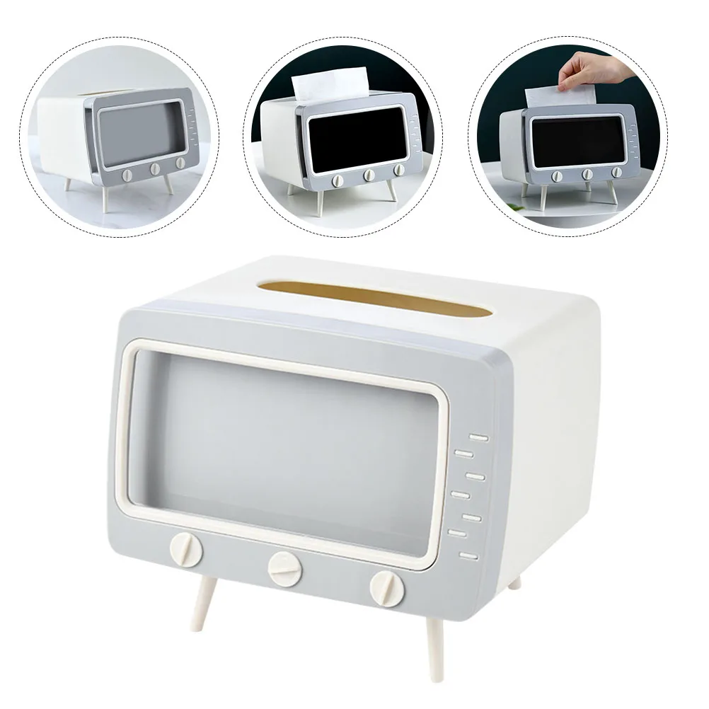 

1pc Shaped Tissue Box Creative Phone Holder Multifunctional Desktop Tissue Dispenser Storage Container For Home Hotel Use
