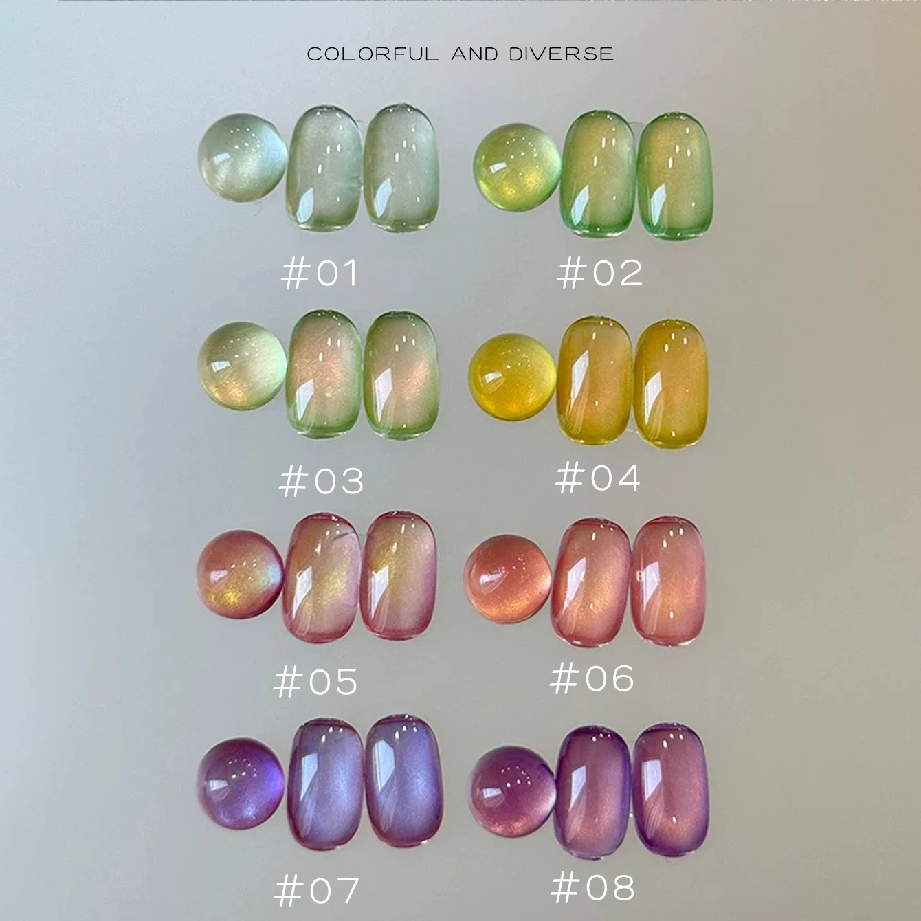 MN 8 ชิ้น 12 มิลลิลิตรฤดูร้อนร้อนขายผลไม้ Magnetic Cat Eye Gel เล็บ 2025 ใหม่ลูกปัดแก้วเล็บ Ice Clear