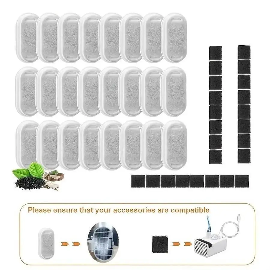 1/5/10/20/50/100pcs Cat Water Fountain Filter Replacement Set - Compatible with 2.2L/74oz Automatic Pet Water Fountains, Simple