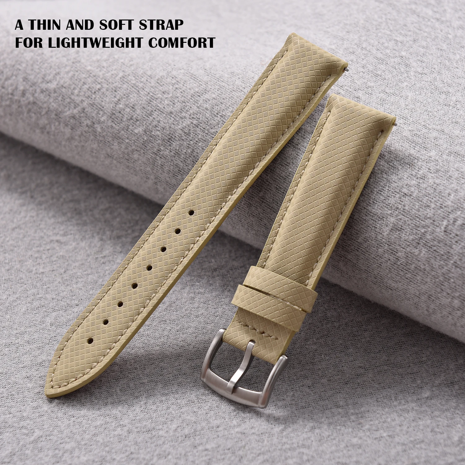 New Design FKM Rubber Leather Watch Strap 18mm 19mm 20mm 22mm Quick Release Sailcloth Watch Bands Universal Waterproof Wristband
