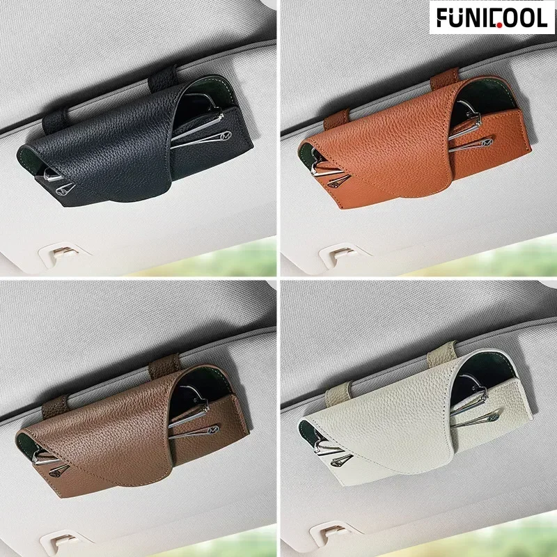 

GEFENSI Funicool Glasses Case Box Universal Sunglasses Storage Holder For Car Sun Visor Card Ticket Storage Clip Auto Accessorie