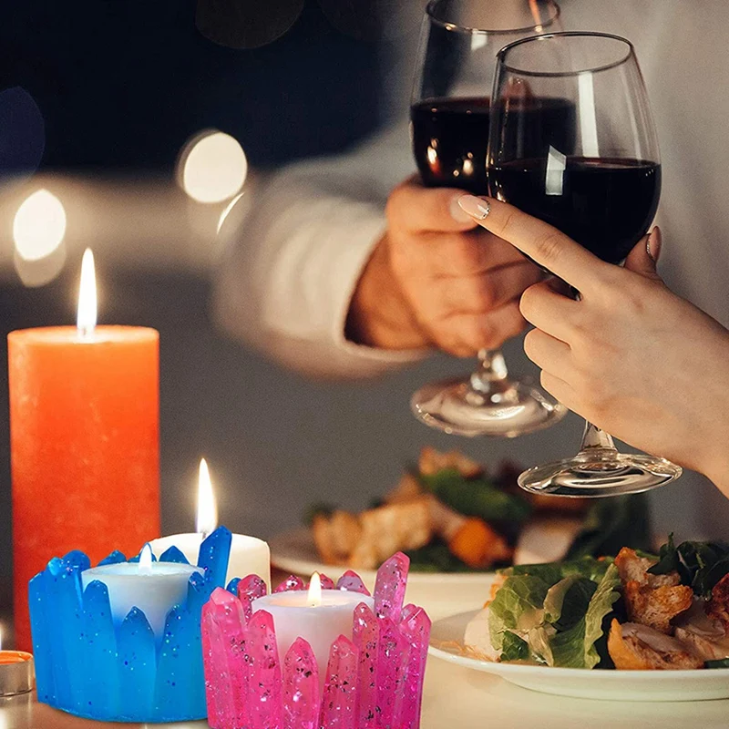 Moldes de silicona para portavelas, moldes de resina para candelabros, moldes de fundición epoxi con forma de cristal, 3 piezas