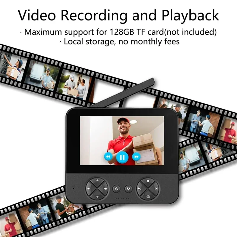 Wireless Doorbell Camera HD Night Vision 4.3in LPS Screen 2-way Intercom Video Door Bell Waterproof Home Automation Doorbell