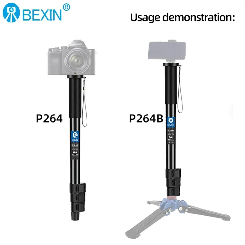 BEXIN P-264 Series Portable Camera Monopod Telescopic Handheld Selfie Adapter Monopod for Canon Nikon Sony Camera Mobile Phone