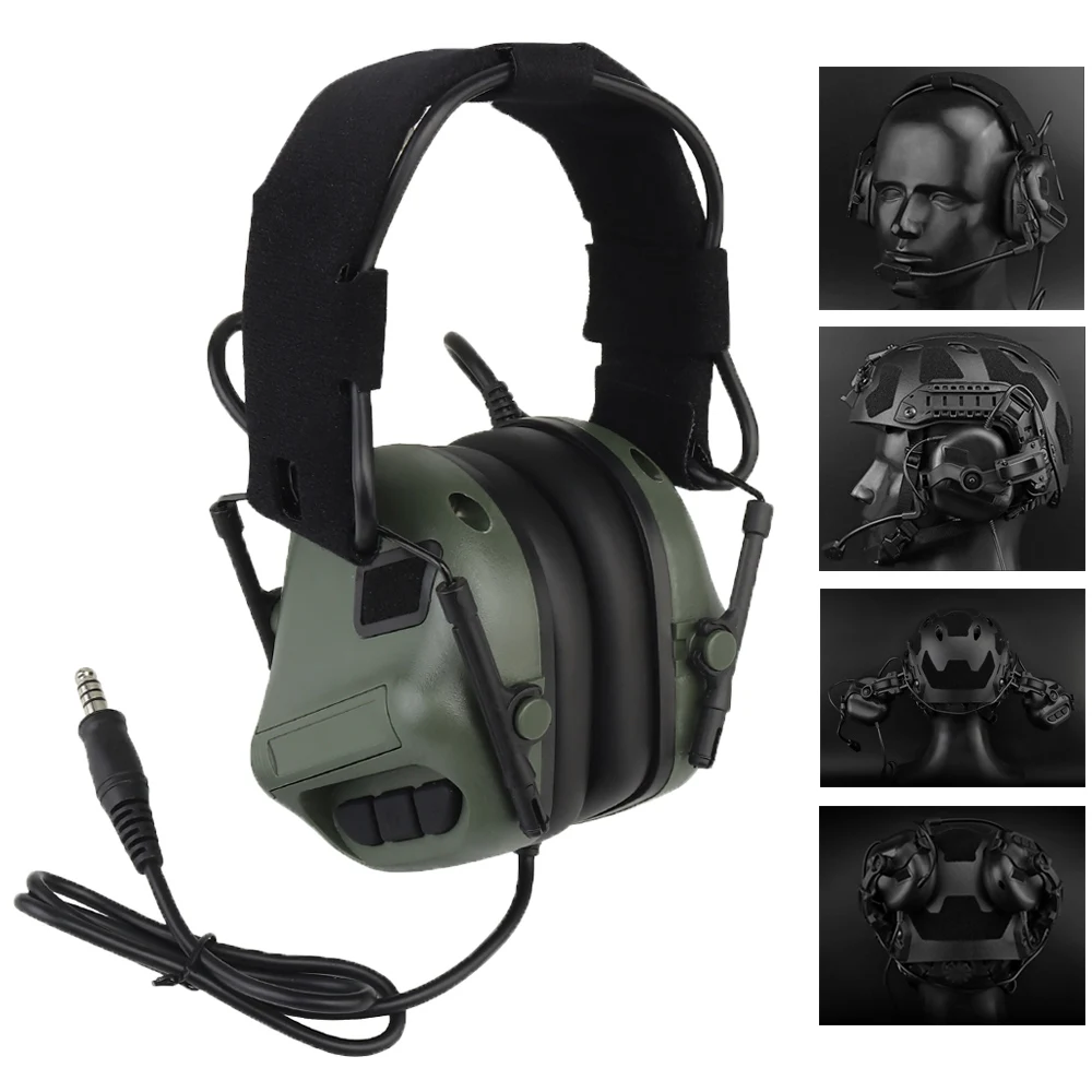 GEN5 Tactical Militar Headset Shooting  Noise Reduction Headset Helmet Head Mounted 2 in 1 Headphones Airsoft Hunting Equipment