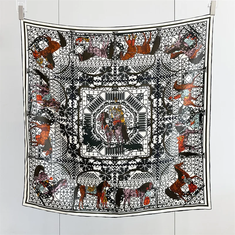 14mm Silk Scarf Luxury Square Bandanas Handmade 90cm Scarves Rolled Edges Shawls Womens Foulard Hair Bag Accessories