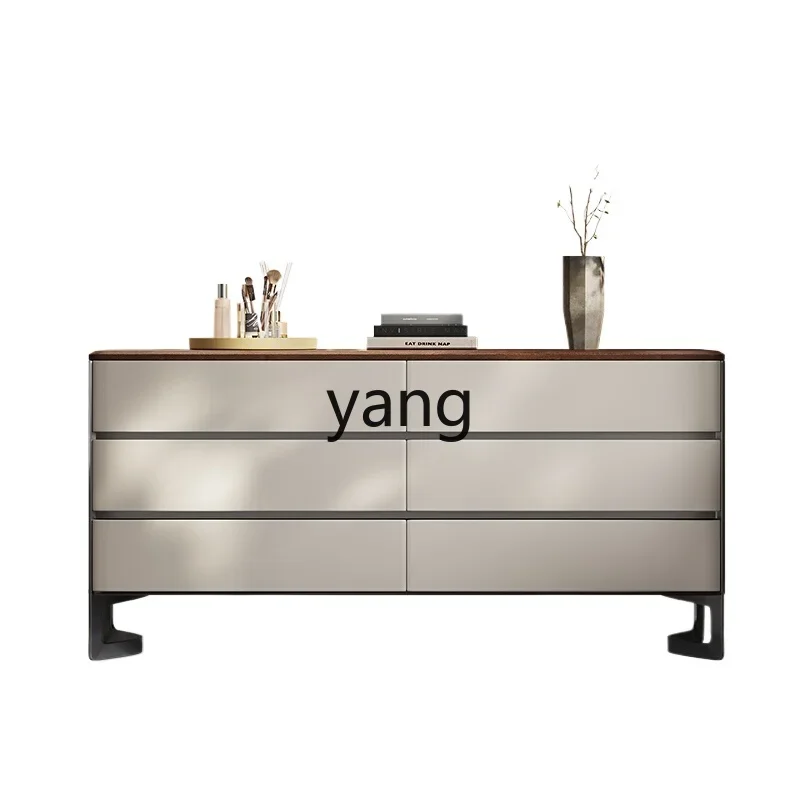 

LTT minimalist light luxury six-bucket cabinet high-end leather veneer locker walnut marble high cabinet