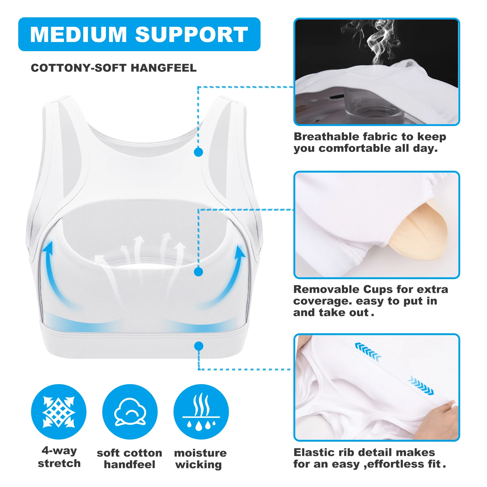 Removable Cups Sports Bra Shockproof Running Fitness Anti-sagging Upper Collection Soft Support High-strength Women\'s Yoga Vest