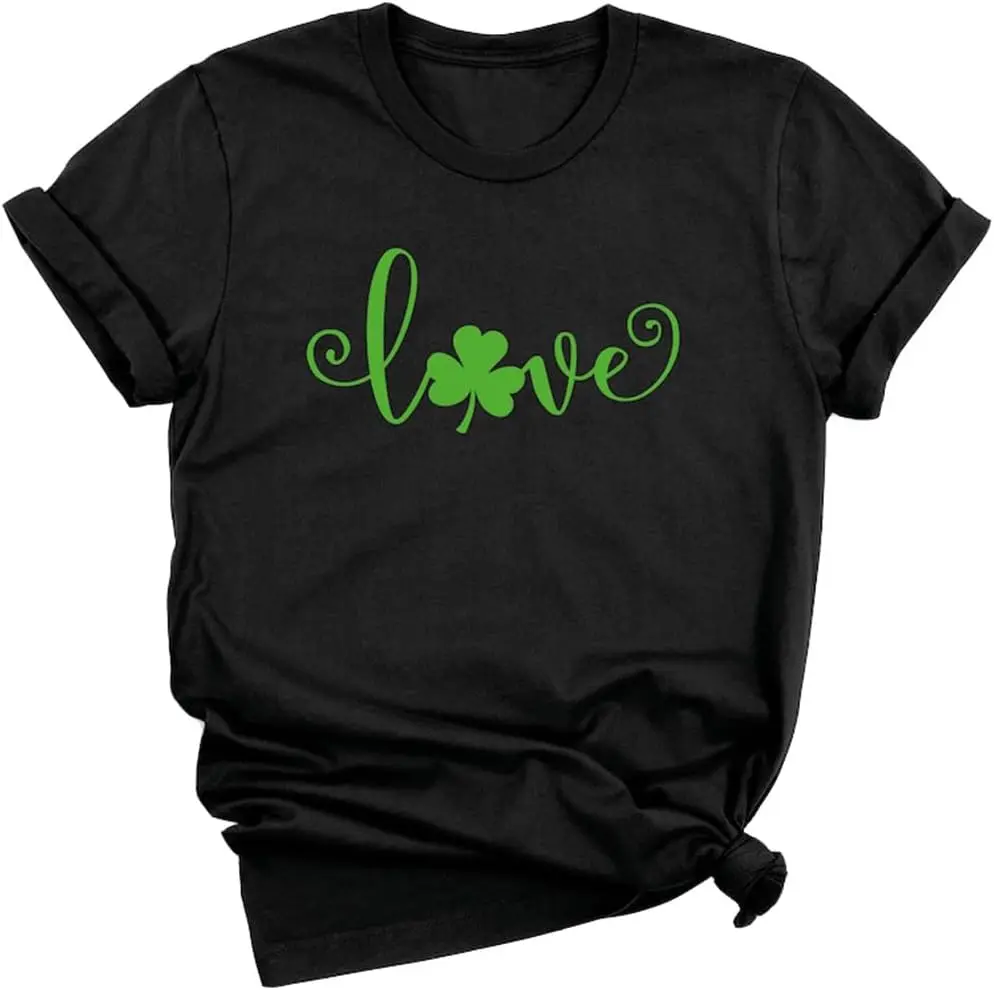 Shamrock Heart Graphic Tees Get Lucky Shirt Irish Tops