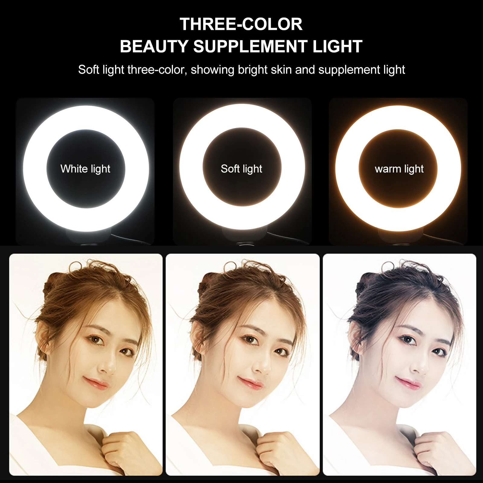 

4 Inch Mini Light Adjustable Brightness Soft Webcam Lighting for Video Conference Camera Photography Black ABS