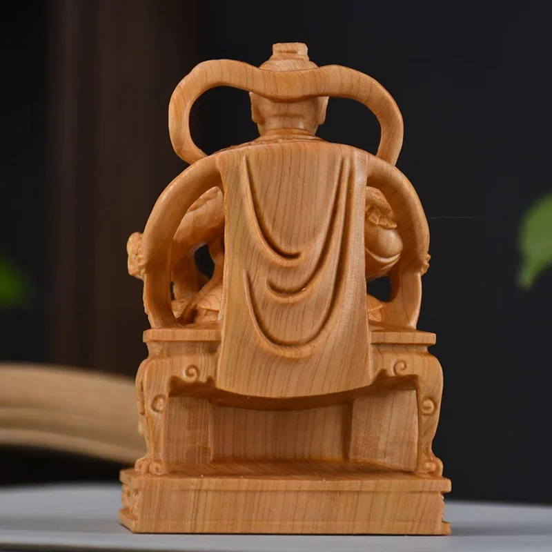 wood carving Marshal Nezha, Third Prince figurine Chinese mythological figures Home Room Office Wealth Luck Feng Shui Decor