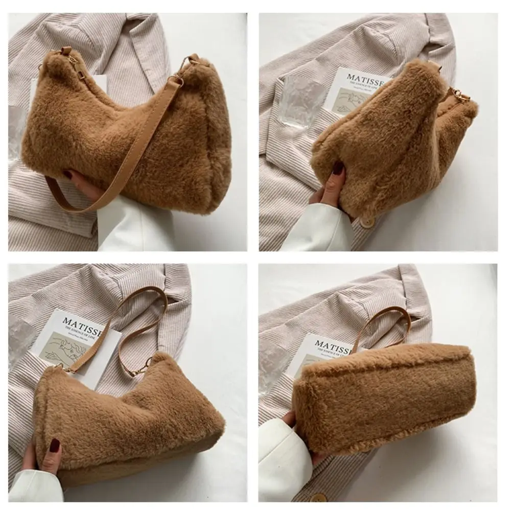 Mini sac fourre-tout moelleux en fausse fourrure pour femme, sacs à main en peluche douce, sac de shopping chaud, sacs à main pour femme, populaire, hiver