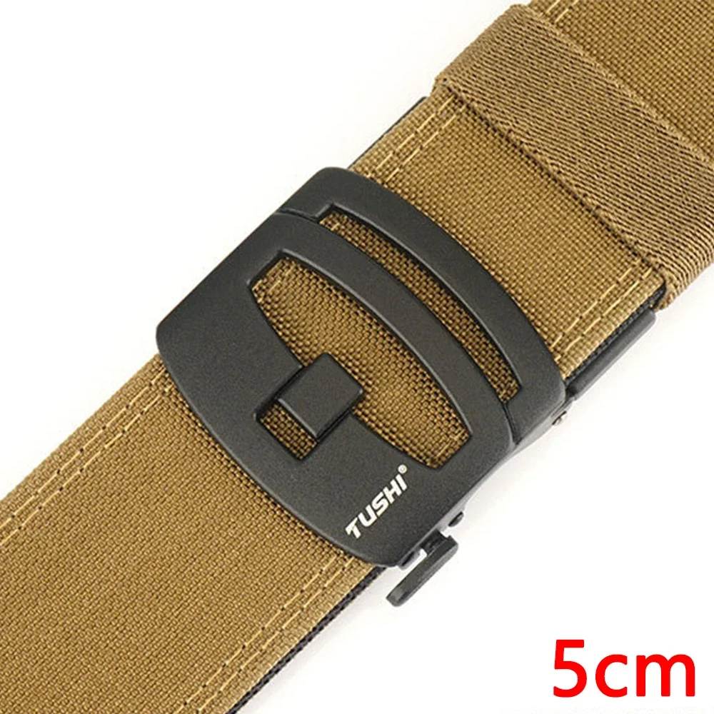 TUSHI Brand 5CM Wide Double-Layer Reinforced Automatic Buckle Shooting Training Quick Hanging Pistol Nylon Belt Outdoor Leisure