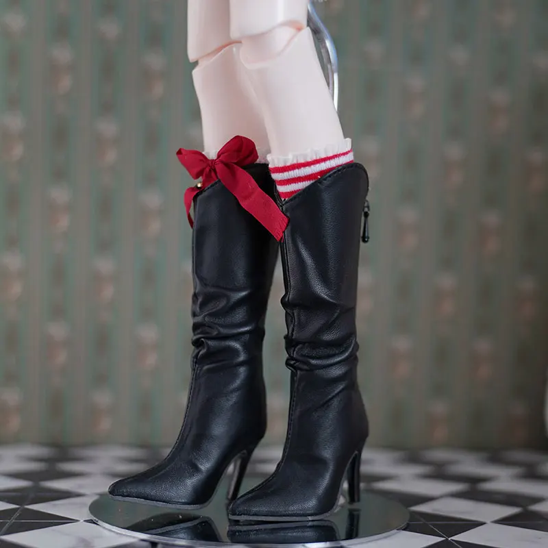 

1/4 обувь для куклы Bjd, ручная работа, 6,9 см * 2,2 см * 2,9 см, модные однотонные плиссированные ботинки на высоком каблуке с молнией для куклы BJD, аксессуары, игрушки