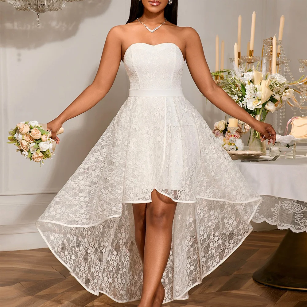 

Sexy White Dresses for Woman 2025 New Off the Shoulder Asymmetric Lace Patchwork Elegant Female Birthday Party Dinner Vestidos