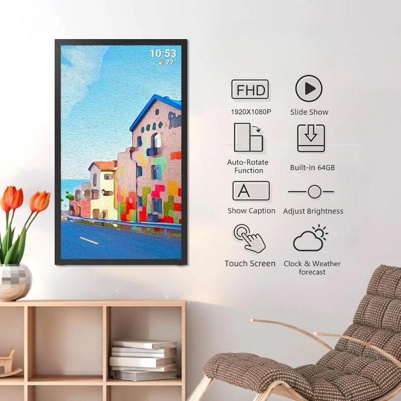 

Цифровая фотография 64 ГБ 21,5 дюйма с сенсорным ЖК-экраном FHD IPS 1920x1080 FHD, функцией разделения фотографий и видео с двумя Wi-Fi