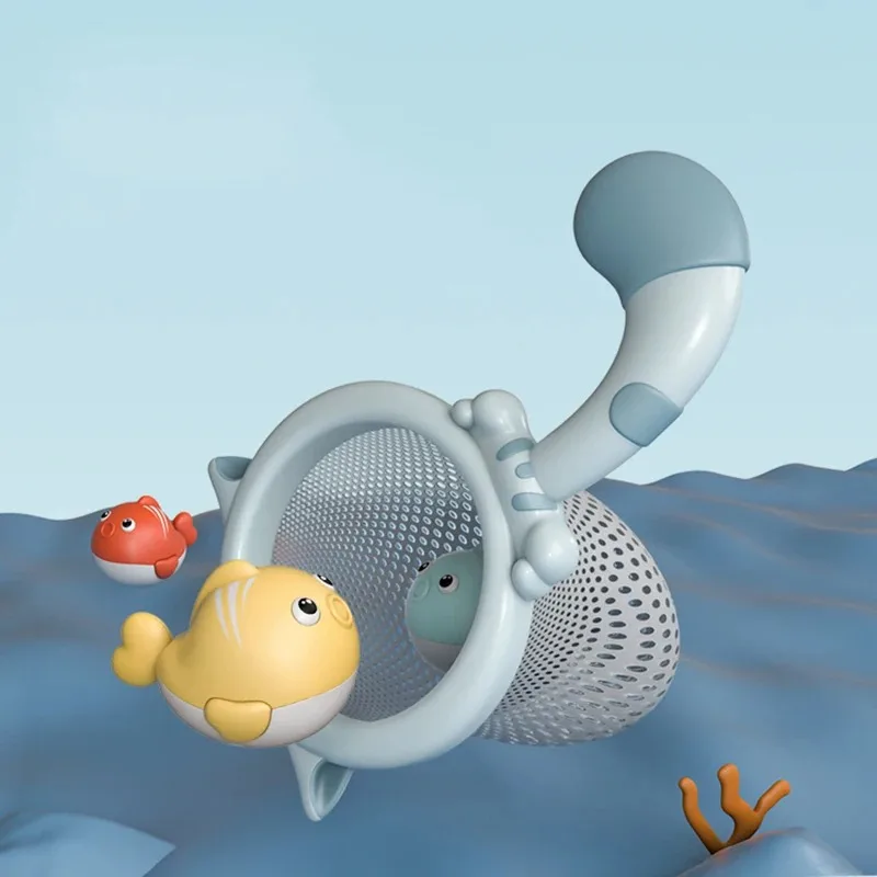 مجموعة من 5 قطع من ألعاب الصيد المغناطيسية، مجموعة ألعاب لعب مائية حمام الطفل مع شبكة، لعبة تعليمية تعليمية للأطفال الصغار