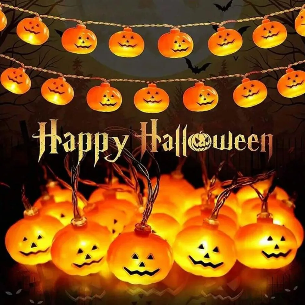 1PC Halloween Battery Box Pumpkin String Light, 1.5M 10LED/3M 20LED, Suitable For Holiday Parties, Haunted House Decoration