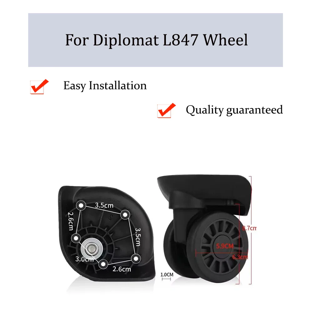 

For Diplomat L847 Universal Wheel Replacement Trolley Case Luggage Pulley Silent Smooth Shock Absorbing Accessories Caster Wheel