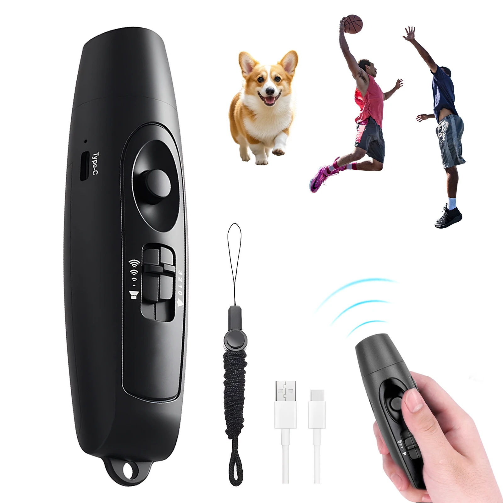 Electronic Whistle USB Rechargeable Loud Air Horn 120-150dB with LED Safety Light with Lanyard for Hiking Camping Scare Bears