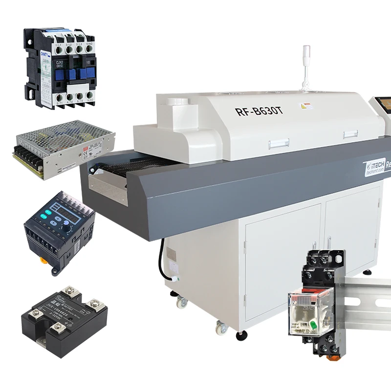 RF-630 Smt Reflow Oven Equipment Desktop Industrial Reflow Oven 6 Zone Hot Air Heating Reflow Soldering Machine Pcb 350*300mm